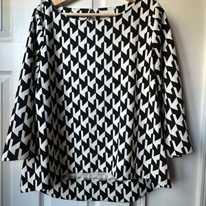 MELLODAY Black & White Geometric Tunic Top
